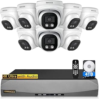 (4K/8.0 Megapixel & 130° Ultra Wide-Angle) with Audio PoE Dome Outdoor Home Security Camera System, Wired Outdoor Surveillance IP Cameras System