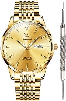 OLEVSWatch for Men Stainless Steel Business Dress Analog Quartz Men Watch Large Face Day Waterproof Luminous Classic Wrist Watch