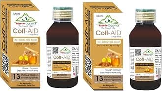 Coff-Aid Fast Relief Cough Syrup with Honey, Tulsi and mulethi | For Children and Adults | Ayurvedic Cough and Chest Congestion relief - Pack of 2, 200ml