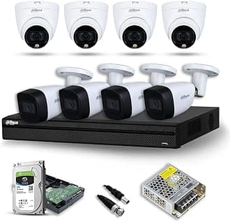 Dahua Full Color Night Vision Hd Cctv Security Camera With Installation Combo Set 2Mp,Dome(Indoor)4Pcs,Bullet(Outdoor) 4Pcs 4 Channel Dvr,1Tb Surveillance Hdd,For Home & Offices(4Dome4Bullet)-Wireless