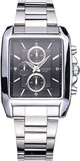 Vintage Square Shape Decorative Chronograph Dial Quartz Stainless Steel Watch Military Man Waterproof Watches Retro Luminous Mens Wristwatch Black