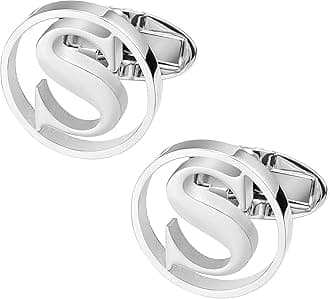 Cufflinks for Men Classic Tuxedo Shirt Wedding Cuff Links Personalized Initials A-Z Gift