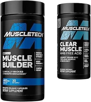 MuscleTech Muscle Builder with Peak ATP and Clear Muscle with HMB, Muscle Building Supplements for Men & Women, 30 + 42 Count