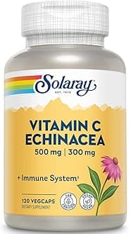 Vitamin C & Echinacea Root Supplement - Healthy Immune System Support for Women & Men, 500 mg Vitamin C & 300 mg Echinacea Per Capsule, Non-GMO, Vegan - 120 Count Veg Caps
