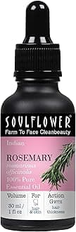 Soulflower Organic Rosemary Oil For Hair Growth, Hairfall Control & Scalp Nourishment, 100% Pure Essential Oil, Ecocert Cosmos Certified, 30ml/ 1 Fl Oz