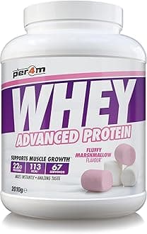 Per4m Whey Protein Powder | High Protein Shake for Muscle Growth & Recovery | Low Sugar Gym Supplement | Sports Nutrition Drink + Amino Acids (2010g, Fluffy Marshmallow)