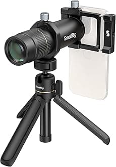 SMALLRIG 8x Telephoto Lens for Mobile Phone (T-mount), with Tripod + 8x Optical Zoom HD Telephoto Lens + Lens Clamp + Tripod Adapter + Lens Caps + Storage Bag, Support Hand-held Spot Shooting - 4737
