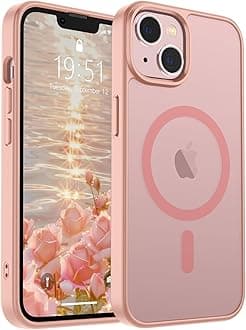 SUPFINE Magnetic for iPhone 14 Case & iPhone 13 Case (Compatible with MagSafe) (Military Grade Drop Protection) Slim Translucent Matte Shockproof Phone Cover,Pink