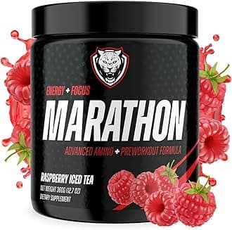 Marathon | Running Supplements for Endurance & Stamina | Amino Energy with BCAAs for a Clean Pre Running Fuel | No Jitters | Marathon Essentials | Raspberry Iced Tea | 40 Servings