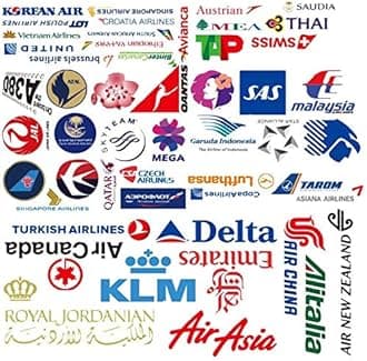 Airlines Logo Themed Vinyl Stickers (5-8 cm) – Durable, Waterproof, and Perfect for Laptops, Luggage, Water Bottles, and More – Aviation Lover's Decorative Set (Pack of 50)