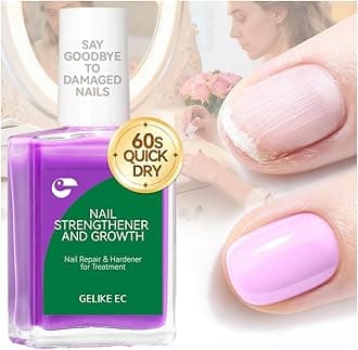 Nail Strengthener and Ridge Filler for Women: Milky Purple 15ml Protein Nail Hardener Extra Strong and Growth for Damaged Nails - 6 in 1 Natural Nails Polish Hardener for Home Salon Women Daily Care