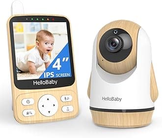 HelloBaby 4" IPS Video Baby Monitor with Camera - No WiFi, 26Hrs Battery, Night Vision, 2-Way Audio, Remote PTZ & Temp Sensor, 1000ft Range for Cribs/Nursery/Pets/Travel