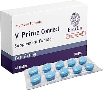 ErexOnV Prime Connect - 40 Blue Pills for Men 100mg | Men's Vitality Support | High Performance & Strong Enhancement | Herbal Blue Pill Supplement for Men | Ginseng Maca