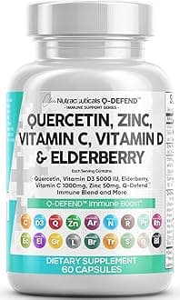 Quercetin 1000mg Zinc 50mg Vitamin C 1000mg Vitamin D 5000 IU Bromelain Elderberry - Lung Immune Defense Support Supplement Adults with Artemisinin, Sea Moss, Echinacea, Garlic Immunity Allergy Relief