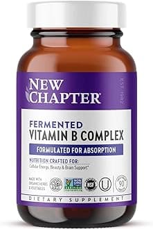 New Chapter Vitamin B Complex, Fermented Vitamin B Complex, Organic, ONE Daily with Whole-Food Herbs + Adaptogenic Maca for Natural Energy + Beauty, 100% Vegan, Gluten-Free - 90 Count