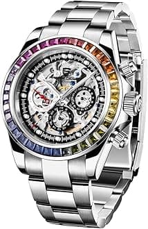 Pagani Design Herren Automatikuhr Diamant Regenbogen Automatik Mechanisch Wasserdicht Edelstahl Chronograph Skelett Herren 40mm