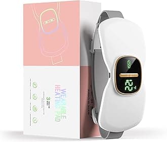 Latumab Heating Pads for Cramps, Portable Cordless Menstrual Heating Pad, Period Pain Relief with 3 Heat Levels and 3 Massage Modes, White Cotton, Back or Belly Heating Pad