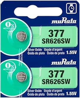 377 SR626SW Battery 1.55V Silver Oxide Watch Button Cell - Replaces Sony 377 (2 Batteries)