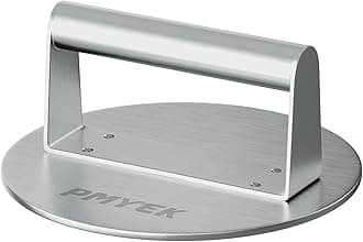 Stainless Steel Burger Press, 6.3 Inch Round Burger Smasher, Non-Stick Meat Hamburger Bacon Press, Patty Maker, Professional Griddle Accessories, Grill Press