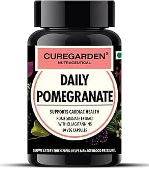 Curegarden Daily Pomegranate Extract Capsules - Supports Overall Health & Wellness- 400mg - Antioxidant-Rich with Ellagi Tannins - Non-GMO, Dairy and Gluten-Free Supplements - 60 Count