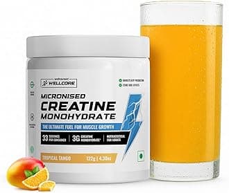- Wellcore Pure Micronised Creatine Powder (33 Servings, Tropical Tango) For Enhanced Muscle Strength With Rapid Absorption | Creatine Monohydrate | Wellcore Creatine Flavoured - 122g