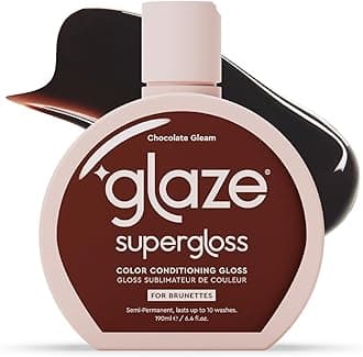 Glaze Supergloss Color Conditioning Gloss – Hydrating Semi-Permanent Color Hair Gloss & Shine Boost – Color Depositing Mask - Vegan, Cruelty-Free – 6.4 Fl Oz - Chocolate Gleam - Warm Medium Dark Brown