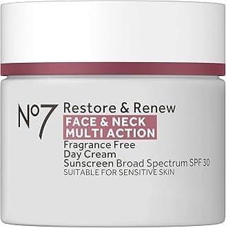 No7 Restore & Renew Multi Action Face & Neck SPF 30 Day Cream - Firming & Hydrating Face Moisturizer with Hyaluronic Acid to Help Reduce the Appearance of Wrinkles - Fragrance-Free (1.69 Fl Oz)