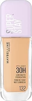 Maybelline New York Super Stay up to 30HR Lumi-Matte Foundation, Medium-Full Coverage, Vegan Formula*, Amino Acids, Niacinamide, Vitamin E, All Day Wear - Shade: 132