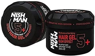 Nish Man Hair Styling Gel, Hair Gel Men's, Gum Effect 5+, 300 ml | Gummy Hair Gel | Edge Control | Maximum Hold | Hair Gel Stick | Men's Hair Gel | Curl Gel | Curly Hair Gel