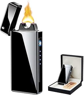 - Electric Lighter Rechargeable Flameless Lighters Windproof Lighters Plasma Lighter - Butane Free with High Capacity Battery for Candles (Dark)