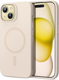 ESR for iPhone 15 Case with MagSafe, Supports Magnetic Charging, Slim Liquid Silicone Case, Shock Absorbing, Screen and Camera Protection, Cloud Series, Light Tan