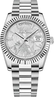 Pagani Design Men's Automatic Watch, NH36A Movement DD40 AR Sapphire Glass 100 Meter Resistant Men's Classic Casual Sport PD-1783 (White AT-1783)