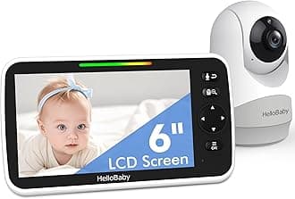 6”IPS Large Screen, Video Baby Monitor with Upgraded 4000mAh Battery, 2-Way Talk, Night Vision, Pan-Tilt-Zoom, No WiFi, ECO Mode