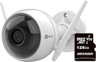 EZVIZ C3WN WiFi Outdoor Home Security Camera with 128GB MicroSD Card Included