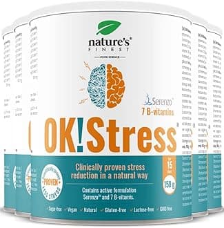 Nature's Finest OK!Stress Drink | 7 B Vitamins | Natural Stress Relief Supplement with Ashwagandha, Rhodiola Rosea and L-Theanine for Calming and Relaxation | Suitable for Vegetarians and Vegans