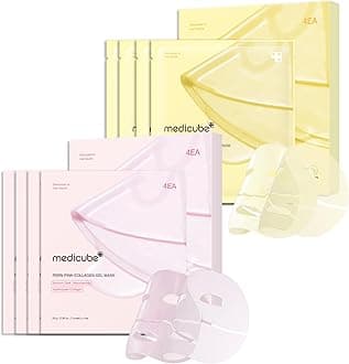 Color-Changing Jelly Mask Set For Uneven Skin Tone & Radiant Glow: Salmon DNA PDRN pink collagen jelly gel mask (4ea) and Kojic Acid Turmeric Brightening Gold Jelly Gel Mask (4ea)