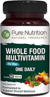 Pure Nutrition Whole Food Multivitamin for Men 1500mg. ALL NATURAL PLANT BASED MENS MULTIVITAMIN | ONCE DAILY | 60 TABLETS - 2 MONTHS SUPPLY.