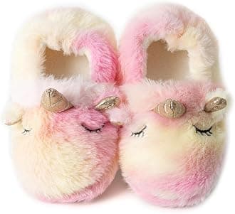 Enteer Baby Girls' Cartoon Indoor Anti Slip House Slippers