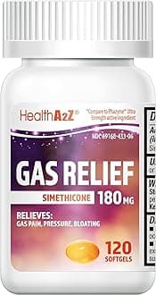 HealthA2Z® Gas Relief, Simethicone 180mg, Fast Acting Gas Relief, Bloating, Pressure, Stomach Discomfort, Anti Flatulence, 120 Softgels