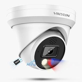 VIKYLIN 4K 8MP PoE IP Dome Camera Active Deterrence (red/Blue LED, Siren), 98ft Night Color Vision F1.0, MicroSD 256GB, 2-Way Audio, Blue Iris, NDAA Compliant