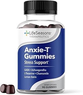 Anxie-T - Stress Relief Gummy - Vitamin Supplement for Mood & Mental Focus Support - Feel Calm and Relaxed - Rapidly Eases Tension - Ashwagandha, GABA & L-Theanine - 90 Gummies