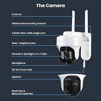 xmartO [Floodlight PTZ 20x Zoom] 3MP Wireless PTZ Security Camera WiFi PTZ Control Auto Floodlight Color Night Vision 2-Way Audio Motion Detection MSG and Siren (DZ30313 Standalone Version)