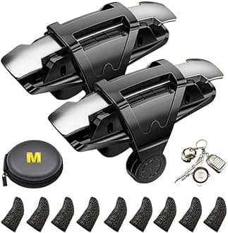 13 in 1 Cell Phone Game Controller for PUBG/Fortnite/Call of Duty Mobile, Mobile Phone L1R1 Triggers for iPhone and Android Phone w/ 9 pcs Mobile Game Finger Sleeve Gloves