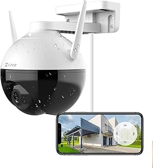 360° Security Camera Outdoor, WiFi Camera for Home Security, Surveillance Camera, No Subscription with Motion Detection, Color Night Vision, Audio Pick-up, Waterproof, Alexa/Google, 256GB| C8C