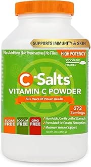 - C-Salts Vitamin C Powder - 100% Pure Buffered Ascorbic Acid Powder for Daily Immune Support & Collagen Production - Stomach-Friendly Organic Vegan Non-GMO Sugar-Free - 272 Servings - Original, 26oz