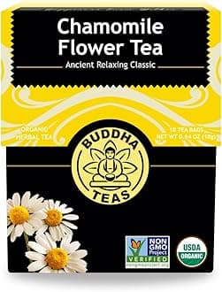 Organic Chamomile Flower Tea - Herbal Tea - For Health & Wellbeing - With Antioxidants & Minerals - Clean Ingredients - Caffeine Free - OU Kosher & Non-GMO - 18 Tea Bags (Pack of 1)