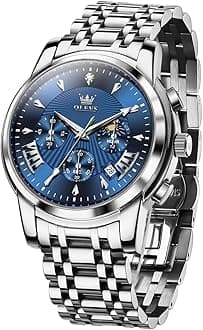 OLEVSMen's Luxury Watch Waterproof Luminous Easy Read Chronograph Watches Full Gold/White Dail/Black Face with Calendar Wristwatch