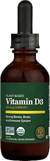 Global Healing Organic Vitamin D3 5000 IU Supplement - Vegan Vitamin D Supplements for Immune Health & Strong Bones Support - Pure D3 Vitamin 5000 IU Ingredients, Vit D3 - 2 Fl Oz