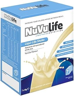 Liquid-Life Shake. High Calorie, High Protein, Nutrient Rich Powdered Drink Mix for Weight Gain or Meal Replacement (50 g (Pack of 7), Vanilla)