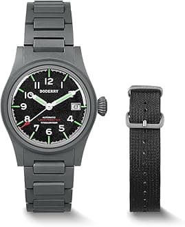 Men's 38mm Titanium Watch, Automatic, Military, Day/Date Function, 100M Waterproof, Nylon Strap, Japanese NH35 Movement, Screw-Down Crown — LANDMASTER